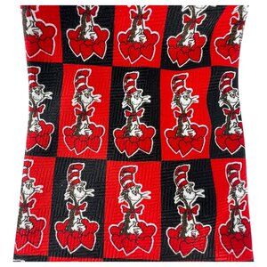 Dr. Seuss Cat In The Hat Tie Bkack And Red hearts Valentines Day  Made Korea VTG